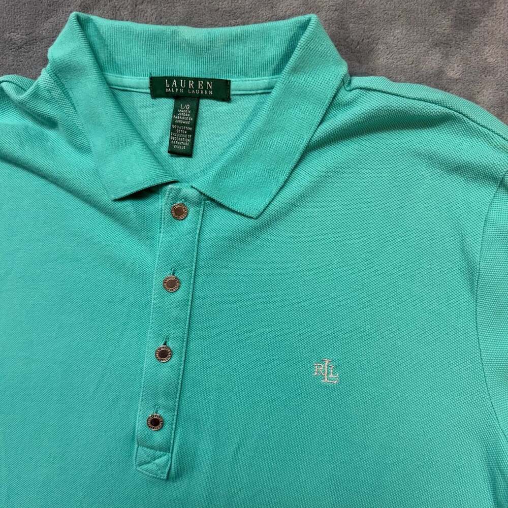 Lauren Ralph Lauren Polo Shirt Size L Turquoise Green Short Sleeve